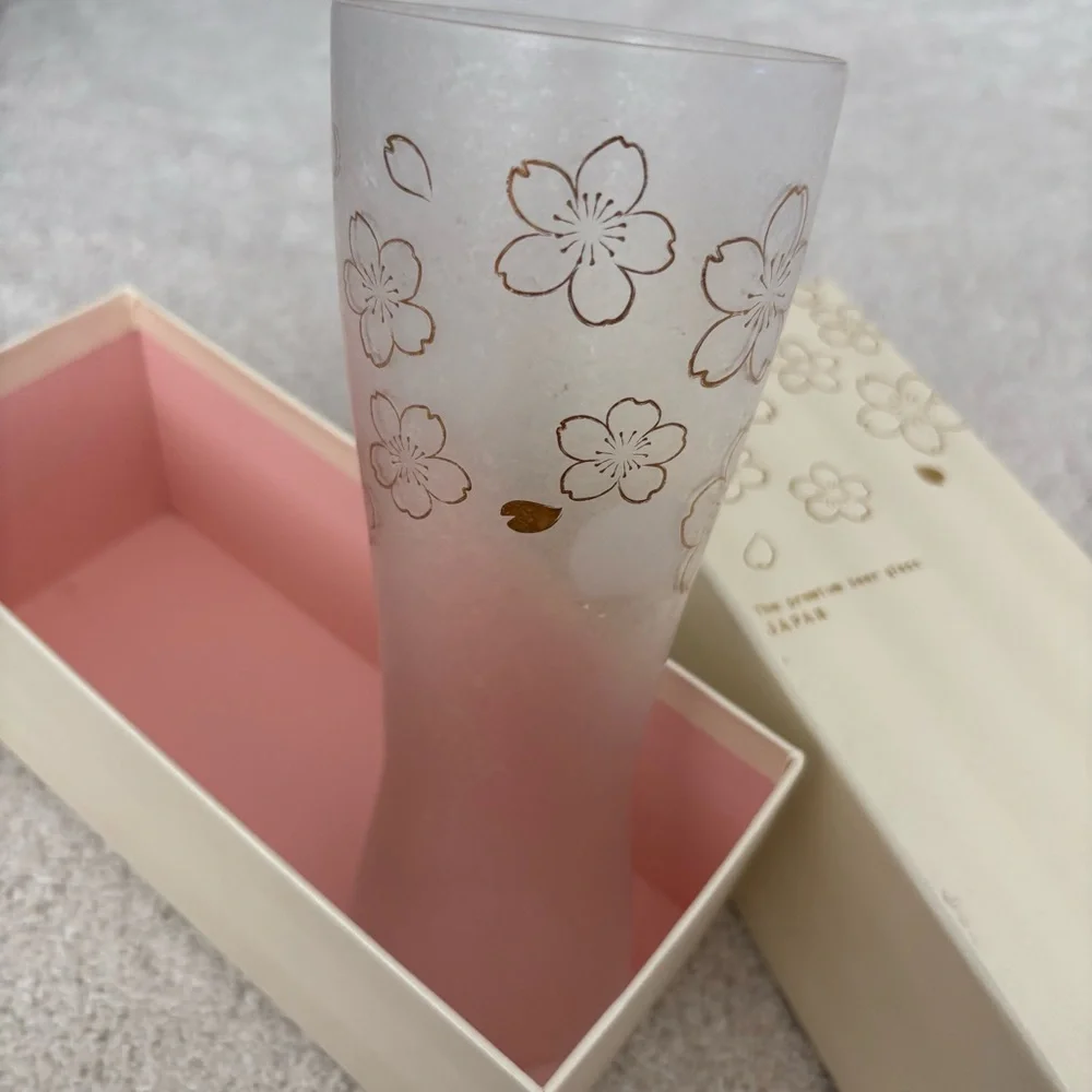Japan Best Beer Glass Floral Frosted Glass Vase